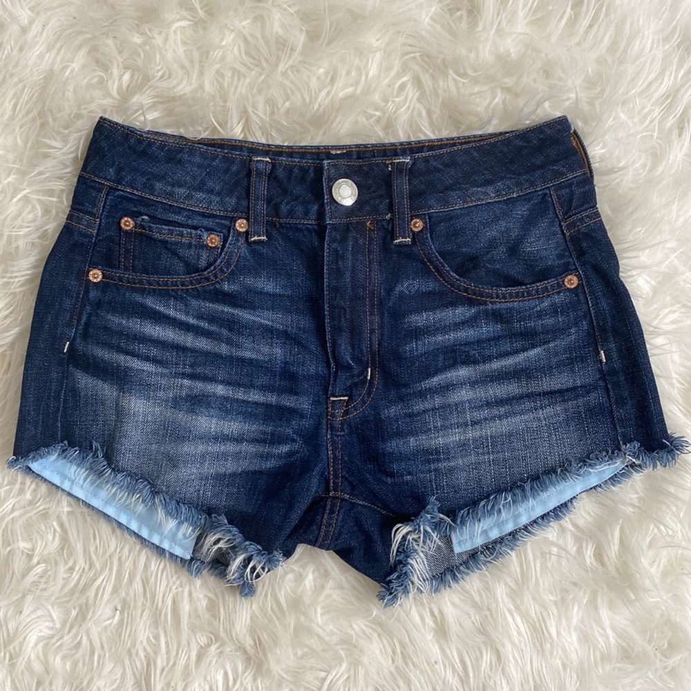 AMERICAN EAGLE HI-RISE FESTIVAL FRAYED HEM SHORTS
